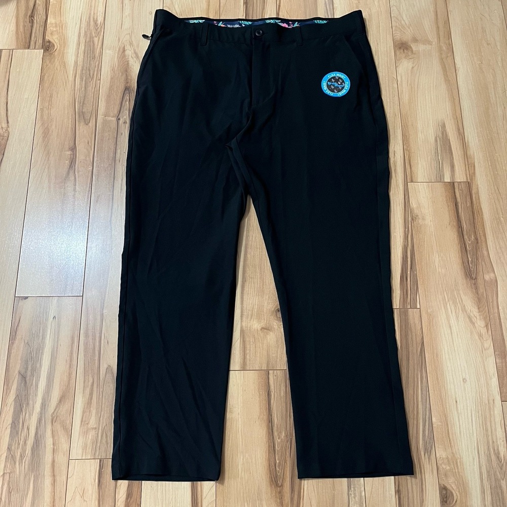 Birdie Bound Golf Pants Mens Sz 38x30 Black Flex Waist Straight Fit Casual NWOT